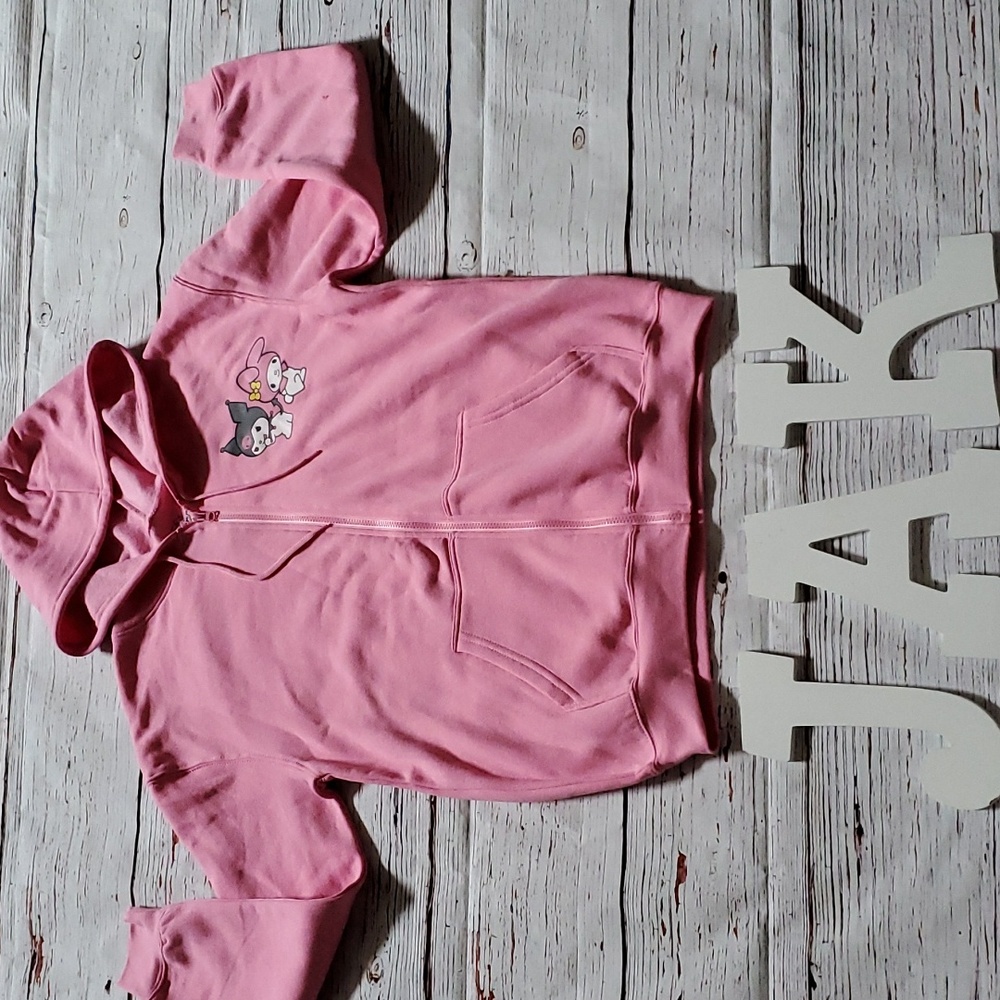🆕️ SANRIO KUROMI AND MY MELODY PINK ZIP UP HOODED SWEATER 💕 - Picture 3 of 8